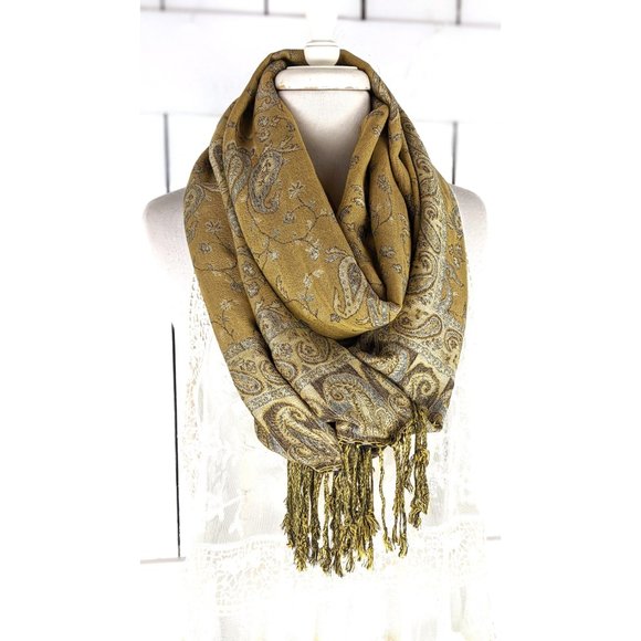 Paisley floral pashmina tassel fringe infinity loop scarf - Picture 6 of 10